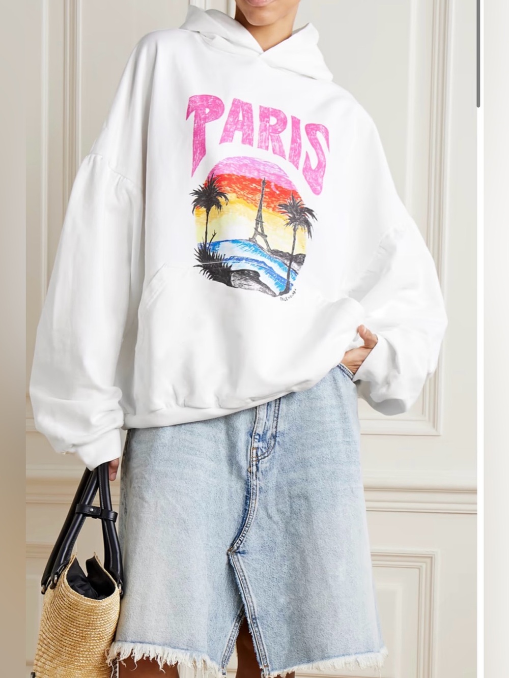 New Balenciaga Paris Tropical White Hoodie size Medium